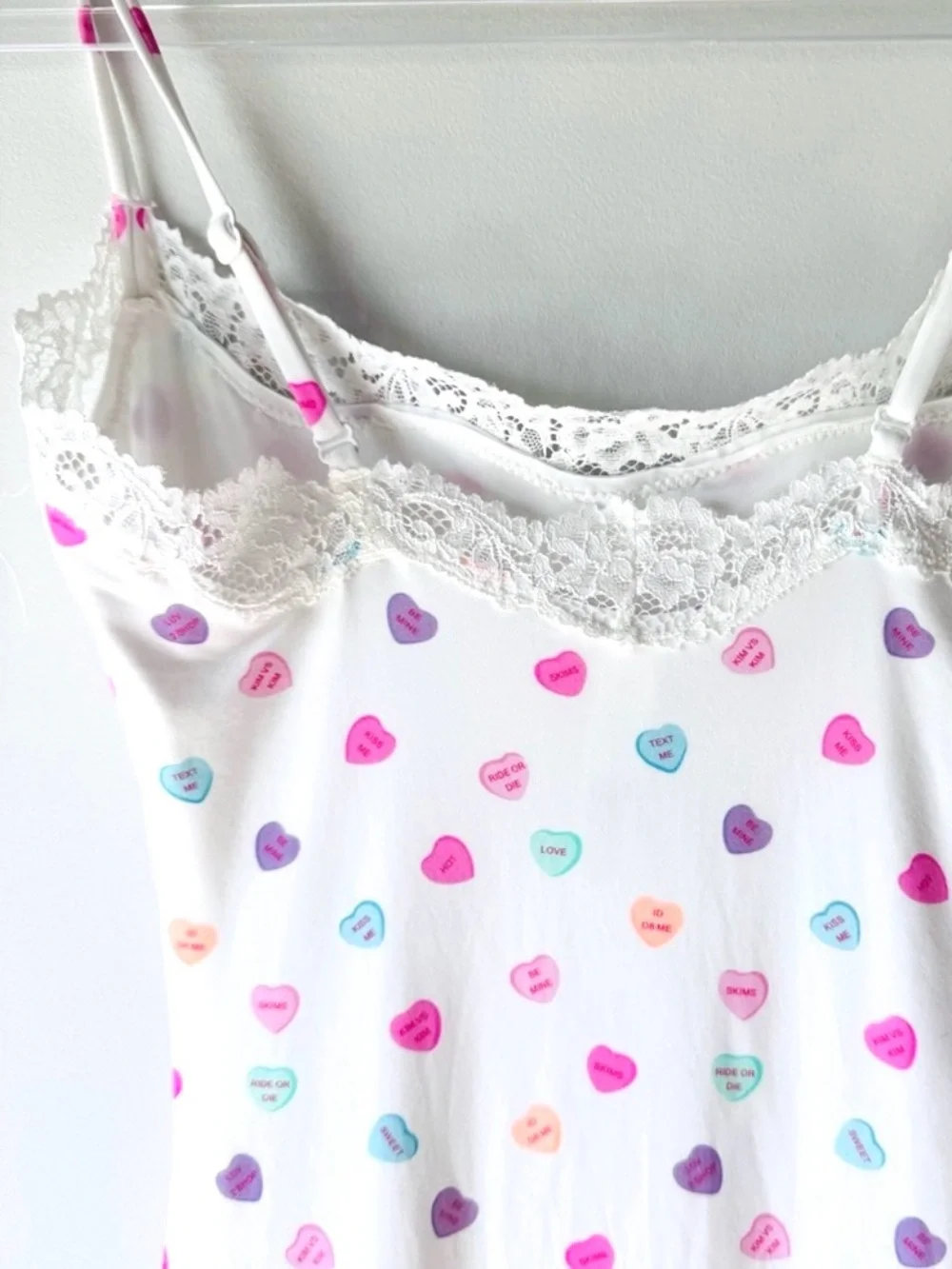 SKIMS Fits Everybody Lace Slip Maxi Dress Candy Heart Marble Size XS - Picture 4 of 8